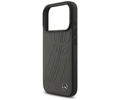 Dėklas Aprašymas „Mercedes Leather Large Laurel Leave MagSafe Apple iPhone 17 Pro Anthracite“