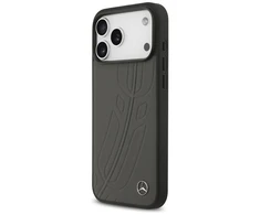Dėklas Mercedes Leather Large Laurel Leave MagSafe skirtas Apple iPhone 17 Pro Max antracito spalvos