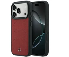 Dėklas Mercedes Leather Mesh with Bow Line MagSafe Case for iPhone 18 Pro Max / 17 Pro Max - Burgundy