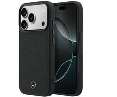 Dėklas Mercedes Leather Mesh with Bow Line MagSafe Case for iPhone 18 Pro Max / 17 Pro Max - Juodas