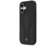 Dėklas Mercedes Leather The Move MagSafe skirtas Apple iPhone 17 juodos spalvos
