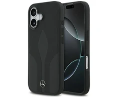 Dėklas Mercedes Leather The Move MagSafe skirtas Apple iPhone 17 juodos spalvos