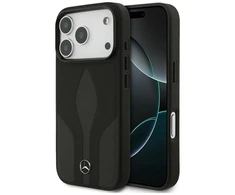 Dėklas Mercedes Leather The Move MagSafe skirtas Apple iPhone 17 Pro juodos spalvos