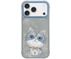 NIMMY dėklas BIG EYED PET 2.0 Cat, skirtas IPHONE 17 Pro Max, pilkas