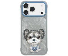 Dėklas Nimmy Big Eyed Pet 2.0 Dog skirtas Apple iPhone 17 Pro pilkos spalvos