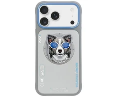 NIMMY dėklas GLASSES COOL DOG, suderinamas su „MagSafe“, skirtas IPHONE 17 Pro Max, pilkas