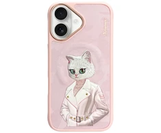 „Nimmy Magnetic“ madingas mielas augintinio formos „MagSafe“ dėklas, skirtas „iPhone 16“ – rožinis