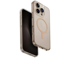 Uniq Clario Magclick įkrovimo dėklas, skirtas iPhone 16 Pro – skaidrus auksinis