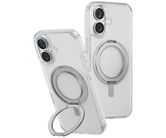 Uniq Swivix 360 besisukantis stovo dėklas, skirtas iPhone 16 – skaidrus