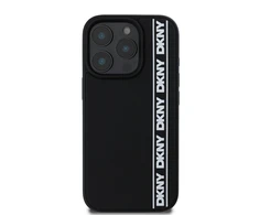 DKNY 3D Rubber Repeat Logo Line Apple iPhone 16 Pro Max dėklas telefonui juodos spalvos