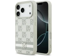 Dėklas DKNY Checkered with Printed Stripes skirtas Apple iPhone 17 Pro beiige