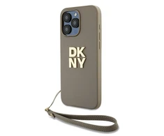 Dėklas Apple iPhone 15 Pro DKNY Hardcase Wrist Strap Stock logotipas (DKHCP15LPBSWSE) smėlio spalvos