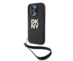 Apple iPhone 15 Pro DKNY Hardcase Wrist Strap Stock Logo (DKHCP15LPBSWSK) dėklas telefonui juodos spalvos
