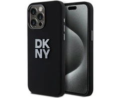 Apple iPhone 15 Pro DKNY dėklas Liquid Silicone Metal Logo (DKHCP15LSMCBSK) juodos spalvos