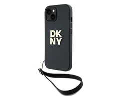 Apple iPhone 13 / 14 / 15 DKNY Hardcase Wrist Strap Stock Logo (DKHCP15SPBSWSK) dėklas telefonui juodos spalvos