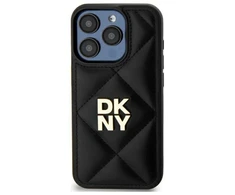 DKNY DKHCP15SPQDSLK Apple iPhone 15 6.1" dėklas telefonui juodos spalvos Quilted Stack Logo
