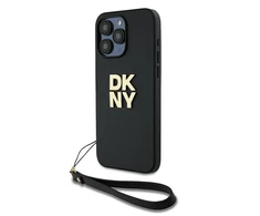 Apple iPhone 15 Pro Max DKNY Hardcase Wrist Strap Stock Logo (DKHCP15XPBSWSK) dėklas telefonui juodos spalvos