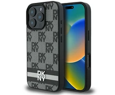 Apple iPhone 16 Pro Max DKNY Checkered Pattern & Printed Stripes (DKHCP16XPCPTSSK) dėklas telefonui juodos spalvos
