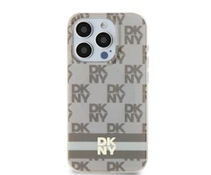 Apple iPhone 13 / 14 / 15 DKNY dėklas IML languotas monofoninis raštas ir spausdintos juostelės MagSafe (DKHMP14SHCPTSE) smėlio spalvos