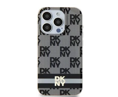 Apple iPhone 13 / 14 / 15 DKNY dėklas IML Checkered Mono Pattern &amp; Printed Stripes MagSafe (DKHMP14SHCPTSK) juodos spalvos
