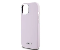 DKNY DKHMP14SSMCHLP Apple iPhone 14 15 13 6.1″ rožinės spalvos kietas dėklas Liquid Silicone Small Metal Logo MagSafe