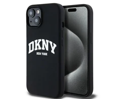 Apple iPhone 13 / 14 / 15 DKNY dėklas Skystas silikonas Baltas Printed Logo MagSafe DKHMP14SSNYACH