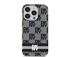 Apple iPhone 14 Pro Max DKNY dėklas IML Checkered Mono Pattern &amp; Printed Stripes MagSafe (DKHMP14XHCPTSK) juodos spalvos