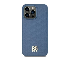 Apple iPhone 13 / 14 / 15 DKNY odinis dėklas Pattern Metal Logo MagSafe (DKHMP15SPSHRPSB) mėlynos spalvos