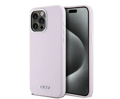 Apple iPhone 15 Pro Max DKNY dėklas Liquid Silicone Small Metal Logo MagSafe (DKHMP15XSMCHLP) rožinės spalvos