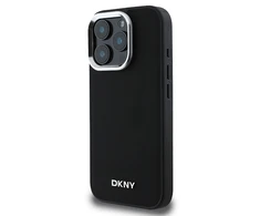 Apple iPhone 16 Pro DKNY Plain Sidabrinis Logo MagSafe (DKHMP16LPSCMCLK) dėklas telefonui juodos spalvos