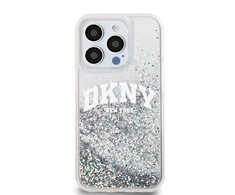 DKNY Liquid Glitter Arch Logo dėklas telefonui Apple iPhone 14 Pro skaidrus