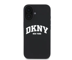 DKNY Liquid Silicone Arch Logo MagSafe Apple iPhone 16 Plus dėklas telefonui juodos spalvos