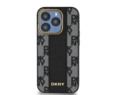 Apple iPhone 15 Pro Max DKNY Hardcase Leather Checkered Mono Pattern MagSafe (DKHMP15XPCPVSLK) dėklas telefonui juodos spalvos