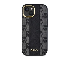 Apple iPhone 13 / 14 / 15 DKNY Hardcase Leather Checkered Mono Pattern MagSafe (DKHMP15SPCPVSLK) dėklas telefonui juodos spalvos