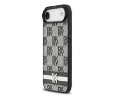 DKNY PU Leather Checkered Pattern and Stripe dėklas skirtas Apple iPhone Air juodos spalvos