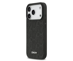DKNY PU Leather Grid Pattern Magsafe dėklas skirtas Apple iPhone 17 Pro juodos spalvos