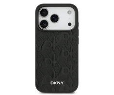 DKNY PU Leather Grid Pattern Magsafe dėklas skirtas Apple iPhone 17 Pro juodos spalvos
