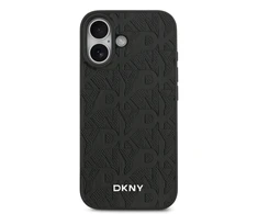 DKNY PU Leather Grid Pattern Magsafe dėklas skirtas Apple iPhone 17 juodos spalvos