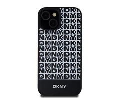 Apple iPhone 13 / 14 / 15 DKNY odinis dėklas Printed Pattern Metal Logo MagSafe (DKHMP15SPSOSPK) juodos spalvos