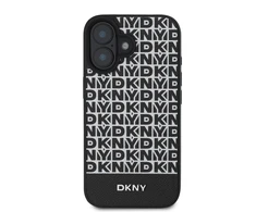 DKNY PU Leather Repeat Pattern Bottom Stripe MagSafe Apple iPhone 16 Plus dėklas telefonui juodos spalvos
