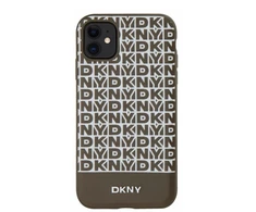 DKNY PU Leather Repeat Pattern Bottom Stripe MagSafe dėklas telefonui Apple iPhone 11 rudos spalvos