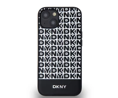 DKNY PU Leather Repeat Pattern Bottom Stripe MagSafe dėklas telefonui Apple iPhone 14 juodos spalvos