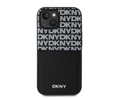 DKNY PU Leather Repeat Pattern Card Pocket dėklas telefonui Apple iPhone 15 juodos spalvos