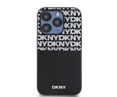DKNY PU Leather Repeat Pattern Card Pocket dėklas telefonui Apple iPhone 15 Pro juodos spalvos