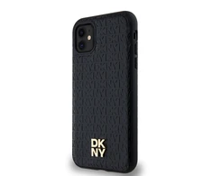 Apple iPhone 11 / XR DKNY odinis dėklas Monogram Pattern Metal Logo MagSafe (DKHMN61PSHRPSK) juodos spalvos