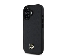 DKNY PU Leather Repeat Pattern Stack Logo MagSafe Apple iPhone 16 Plus dėklas telefonui juodos spalvos