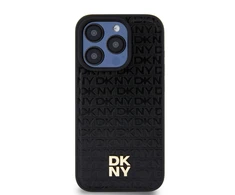 DKNY DKHMP13LPSHRPSK Apple iPhone 13 Pro 13 6.1 inch juodos spalvos kietas dėklas Leather Pattern Metal Logo MagSafe
