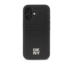 DKNY PU Leather Repeat Pattern Stack Logo MagSafe Apple iPhone 16 Plus dėklas telefonui juodos spalvos