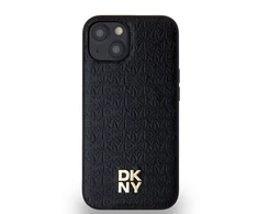Apple iPhone 13 / 14 / 15 DKNY odinis dėklas Monogram Pattern Metal Logo MagSafe (DKHMP14SPSHRPSK) juodos spalvos