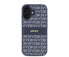 DKNY PU Leather Repeat Pattern Tonal Stripe Apple iPhone 16 dėklas telefonui mėlynos spalvos